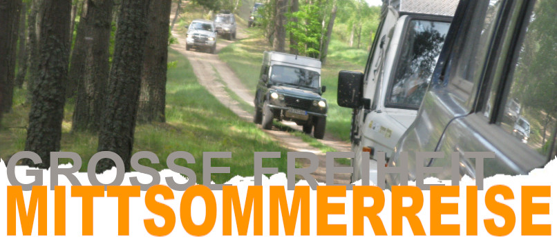 Offroader in der sommerlichen Seenlandschaft Westpolens